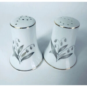Kaysons Import Co Golden Rhapsody Salt & Pepper Set Gray/Gold Leaves Trim VTG